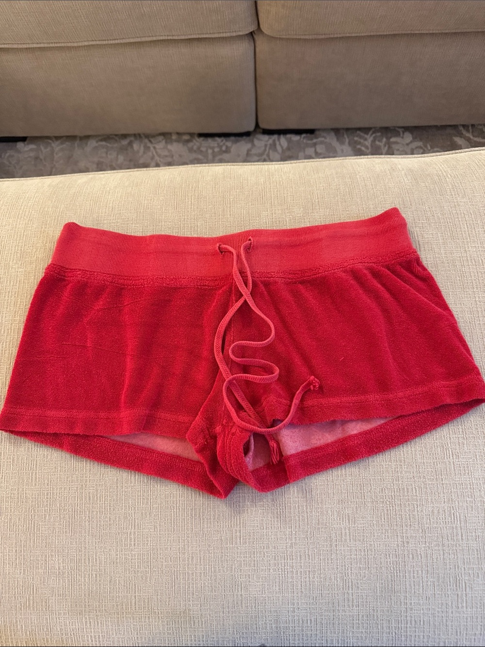 Hard Tail Red Terry Lounge Shorts with Drawstring
